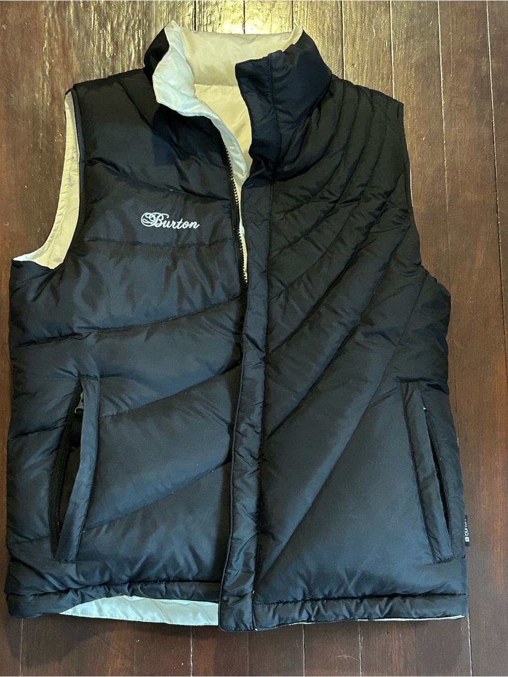 Burton Black Quilted Puffer Vest with Cream Lining